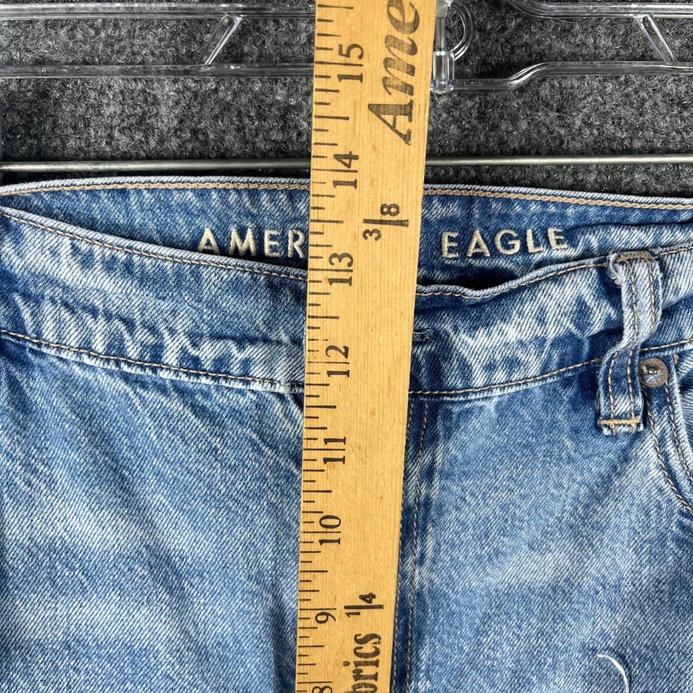 American Eagle Baggy Flare Jeans Womens 16 Light Wash Distressed Low Rise - Picture 12 of 13